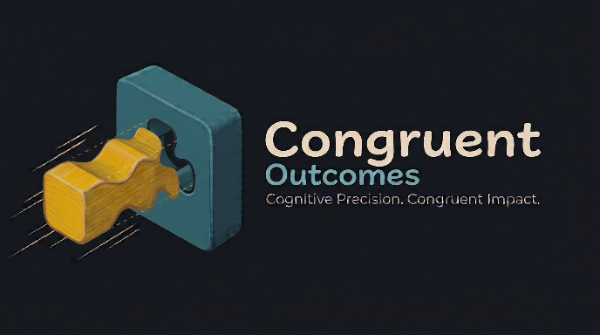 Congruent Outcomes logo: a wooden peg moving into an exactly matching opening